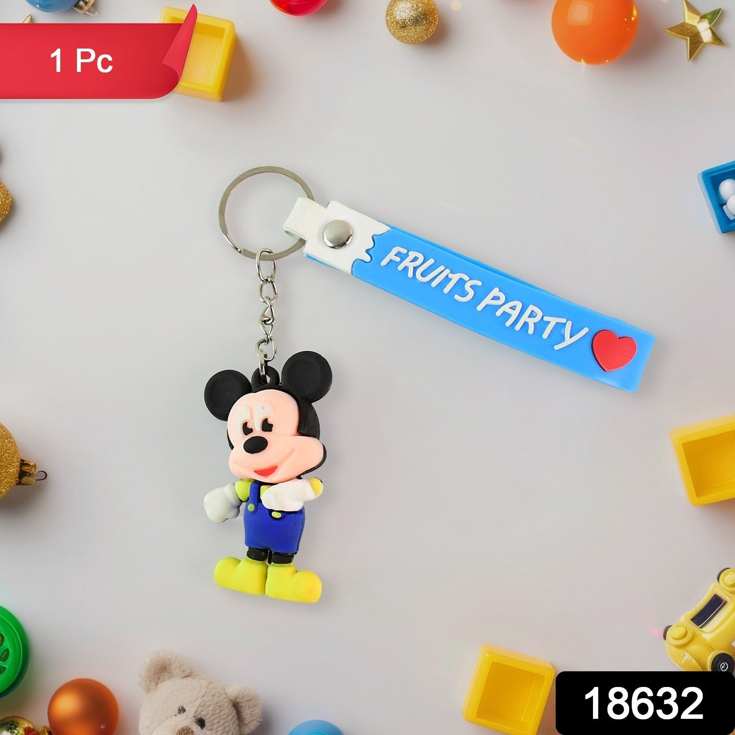 Cute Cartoon Silicone 3D Key Chain with Metal Hook & Strap (Pack of 1) Cute Cartoon Silicone 3D Key Chain with Metal Hook & Strap (Pack of 1)